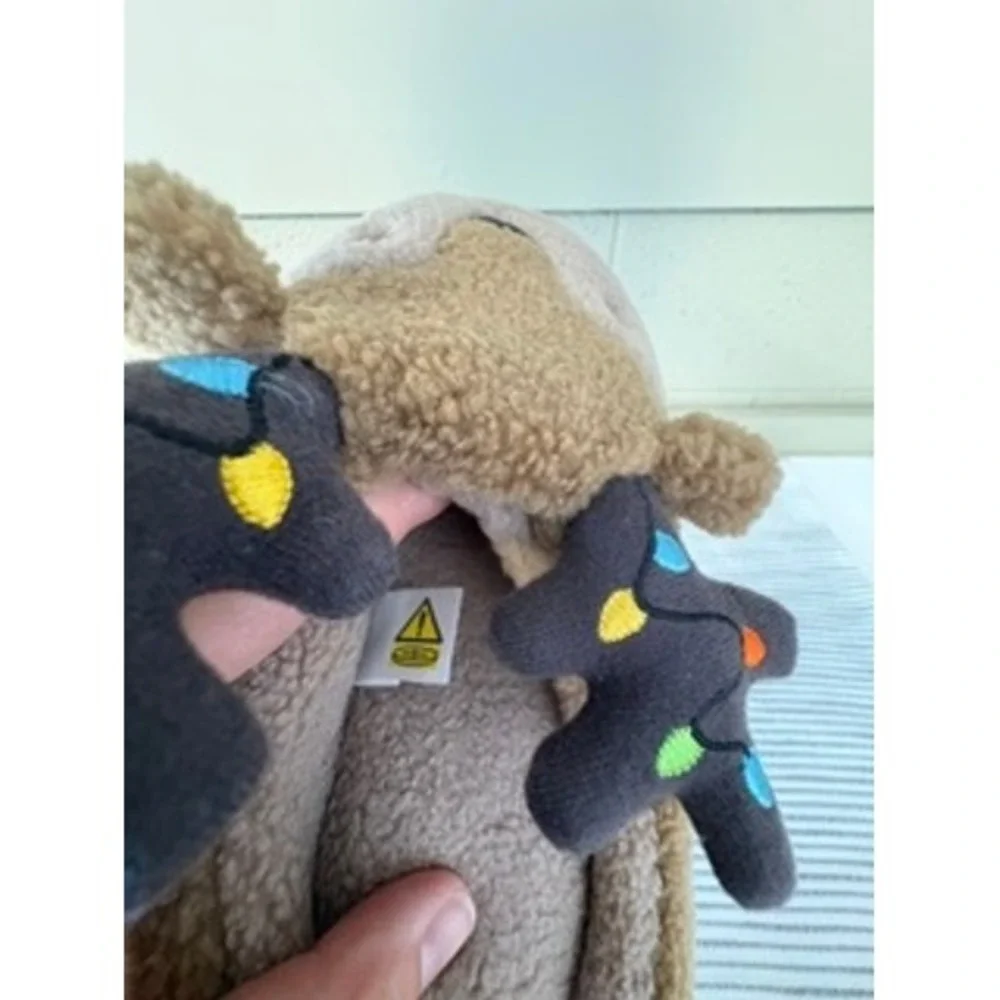 Kids Reindeer Holiday Slippers Brown Sherpa Plush Christmas Light Up Size M 2/3